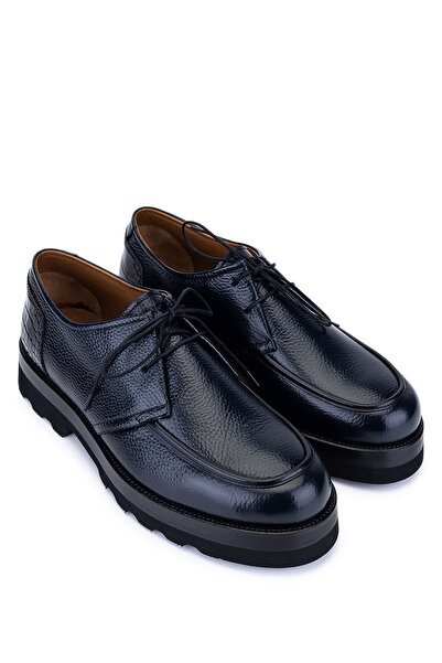 Tamer Tanca Men's Genuine Leather Navy Blue Casual Shoes