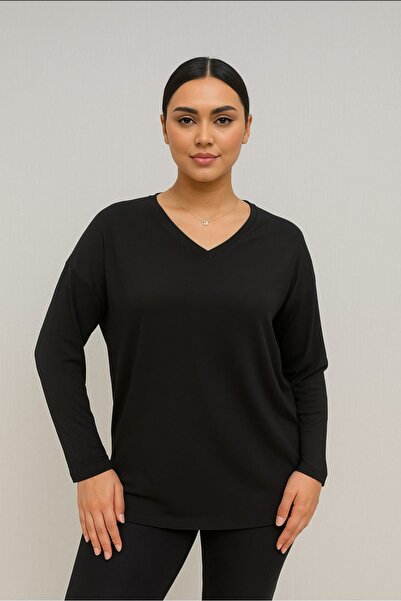 Te&Te Women's Plus Size V-Neck Long Sleeve Viscose Blouse