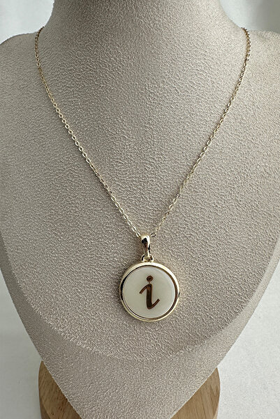 Modex Gold Yellow White Letter I Necklace (40+5cm Letter:2Cm)