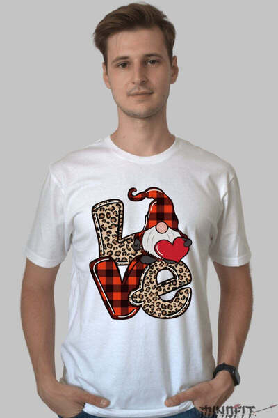 GILDAN Ανδρικό Χριστουγεννιάτικο μπλουζάκι με νάνο και κόκκινη καρδιά