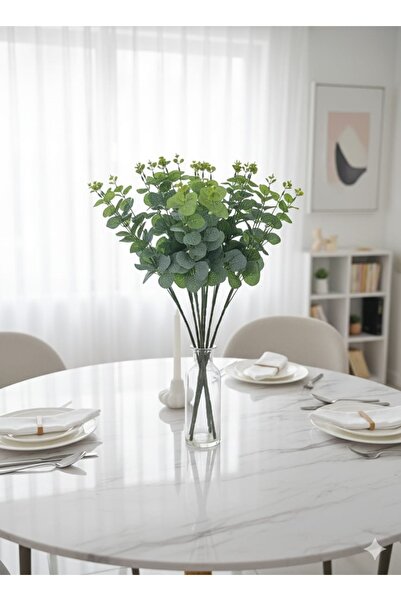 YAPAY ÇİÇEK DERYASI 3 Pieces of 16 Branches Wet Eucalyptus Flower Arrangement