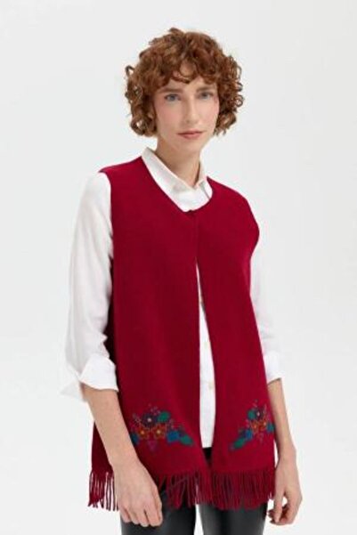 Desen 24010 Tricot Skirt Embroidered Short Tassel Zero-Neck Vest