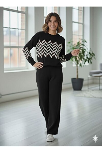 Cemre Life New Deux Zigzag Patterned Knitwear Set