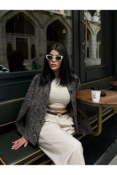 cemo Leopard Print Short Coat Jacket