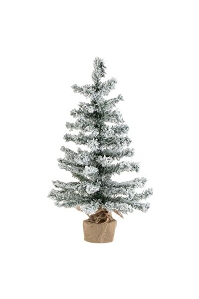 AB HOMES Decorative Artificial Table Christmas Tree, 75 cm, Green, 75 Snow-Dusted Branches, Jute Bas