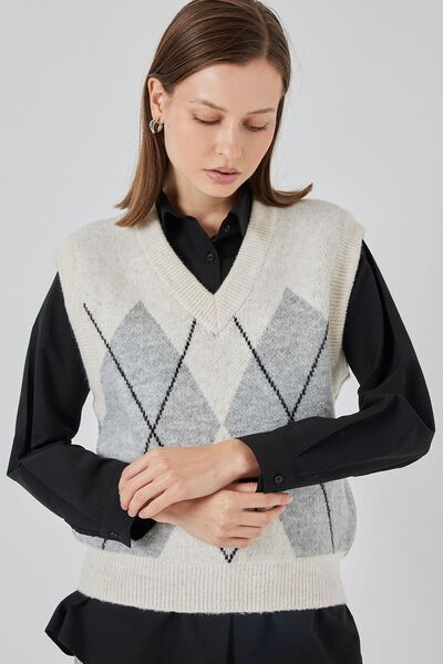 Hiccup Bdart Diamond Pattern Knitwear Sweater