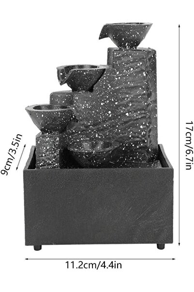 CajuArt Dekoratif Led Işıklı Durmayan Su Şelale Süs Hediye Dekor Gerçek Taş Detaylı