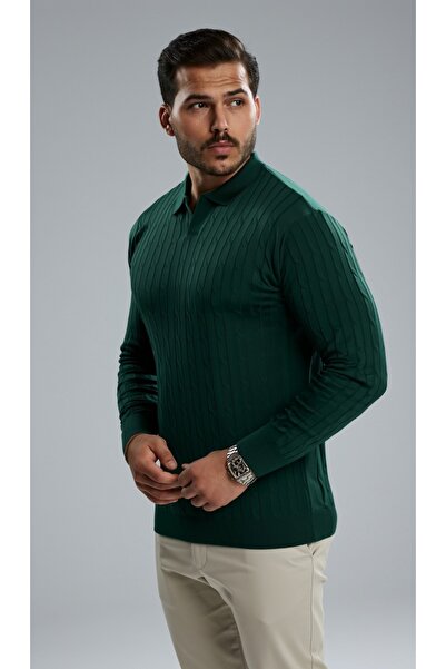 Kokosh moda Ανδρικό πλεκτό πουλόβερ με μακρυμάνικο γιακά πόλο, χειμερινό πλεκτό πουλόβερ, άνετο και ευέλικτο σχέδιο