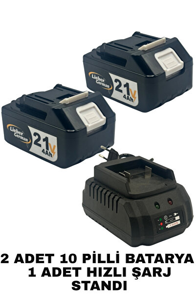 Lieber German Ve Diğer Tüm Marka Modellere Uyumlu 10 Pilli Batarya ve Şarj Ci...