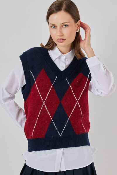 Hiccup Bdart Diamond Pattern Knitwear Sweater