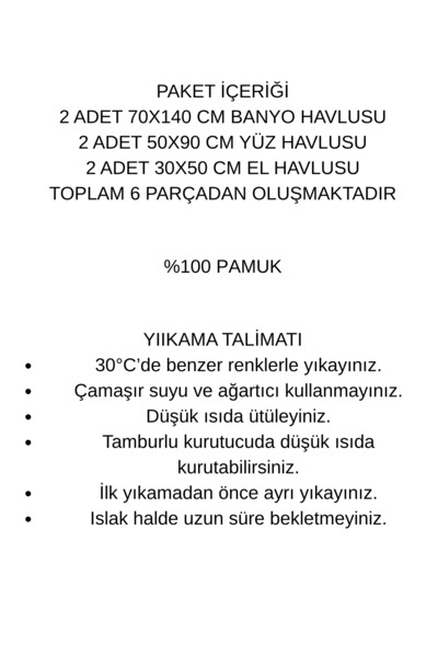 Elif Mira Набір з 6 рушників для ванної кімнати, 100% бавовна, 70x140 см, Serenio