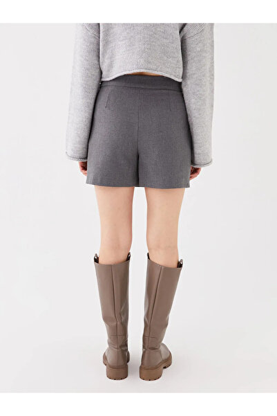 LC Waikiki LCW Vision Antrasit Kadın Beli Fermuarlı Düz Şort Etek