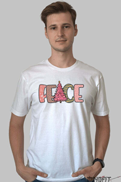 GILDAN Tricou De Craciun Peace Cu Brad Roz Barbat