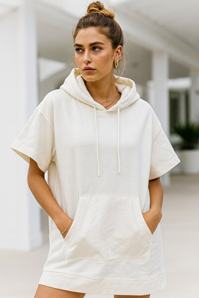 Rich Women's Kangaroo Pocket Oversized Long Sweatshirt Dress