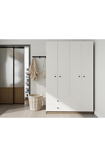 Masif Market 4 Kapaklı 2 Çekmeceli Gardırop Antrasitmeşe-Byz