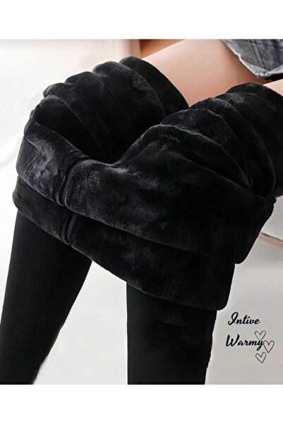 İntive Lingerie Fk Heavy Weight Plush Inside Thermal Black Ultra Quality Flexible Socks Tights - Winter2025