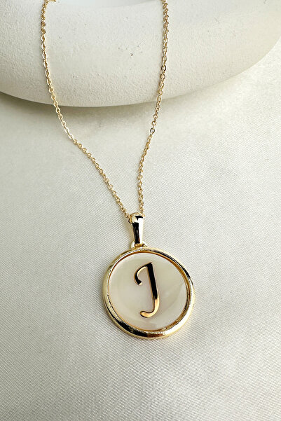 Modex Gold Yellow White Letter J Necklace (40+5cm Letter:2Cm)