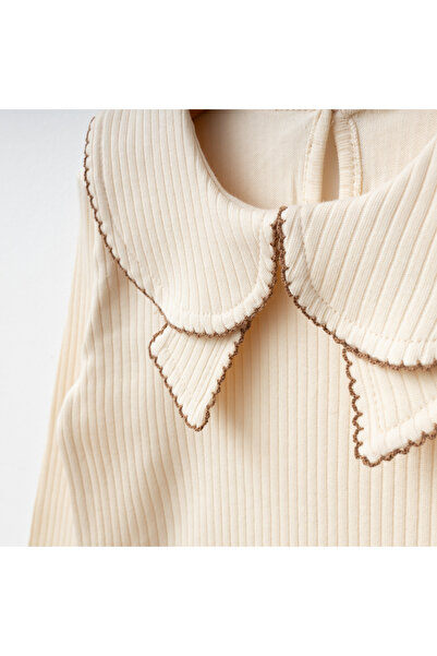 My Lusa baby wear Aybüke |   Baby Lapel Collar Corded Fabric Fabric Long Sleeve Top and Plaid Button Shorts Skirt Set - 2/3/4/5 Years Old