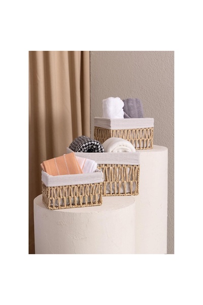 RİVO HOME DECOR Cesta Hasır Organizer Sepet 3 lü Set 30x22x19 -26x18x16-22x14...