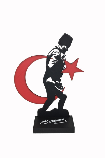Flipped Star and Crescent Mustafa Kemal Atatürk Figurine Character