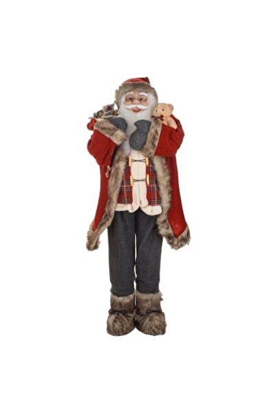 AB HOMES Santa Claus Figurine with Gift Sack and Teddy, 120 cm, Premium Realistic Christmas Decorati