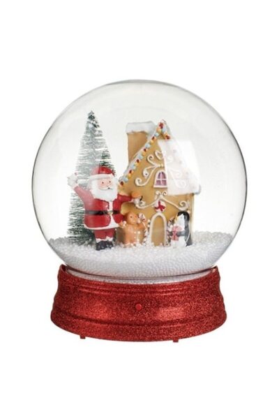 AB HOMES Glob de zăpadă de Crăciun Moș Crăciun cu căsuță de turtă dulce, Ø23 ...