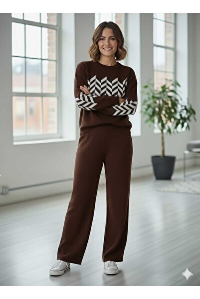 Cemre Life New Deux Zigzag Patterned Knitwear Set