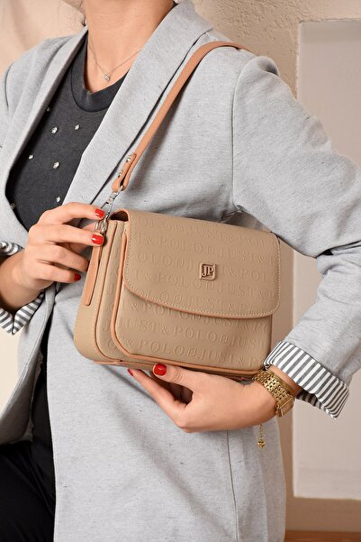 Just Polo Women's Embossed Patterned Leather Casual Shoulder and Crossbody Bag