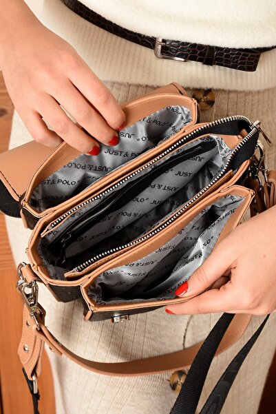 Just Polo Women's Embossed Patterned Leather Casual Shoulder and Crossbody Bag