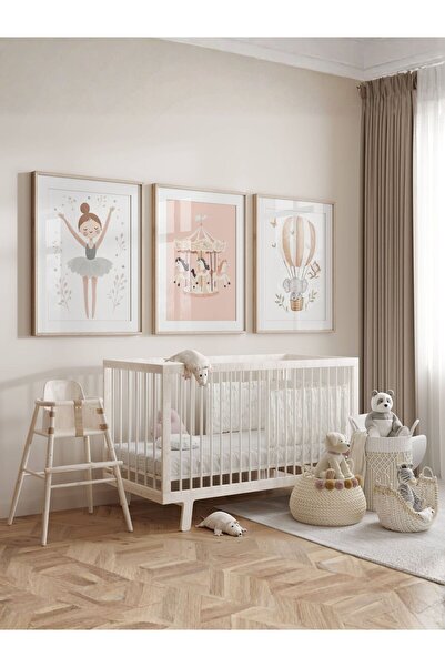 fuart.co Balon, Balerin ve Atlıkarınca 3lü Dijital Baskı Poster (Çerçevesiz)