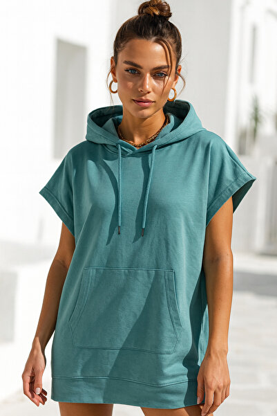 Rich Women's Kangaroo Pocket Oversized Long Sweatshirt Dress