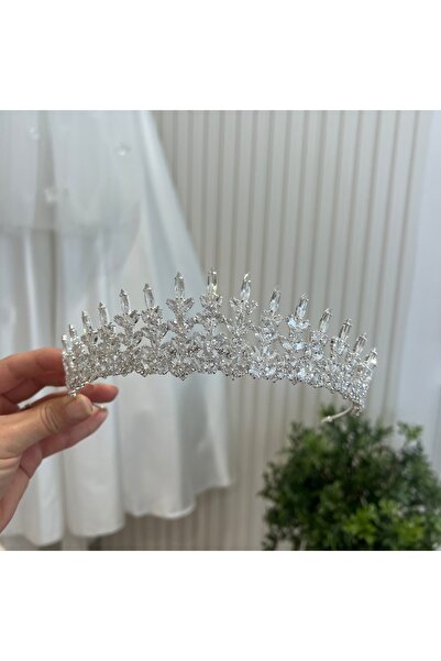 Taşmeran Zircon Stone Designed Bridal Tiara High Quality Wedding Henna Engage...