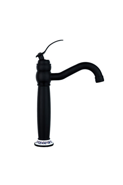 Trendy's Baterie lavoar , montare pe blat, negru mat cu broderie ceramica