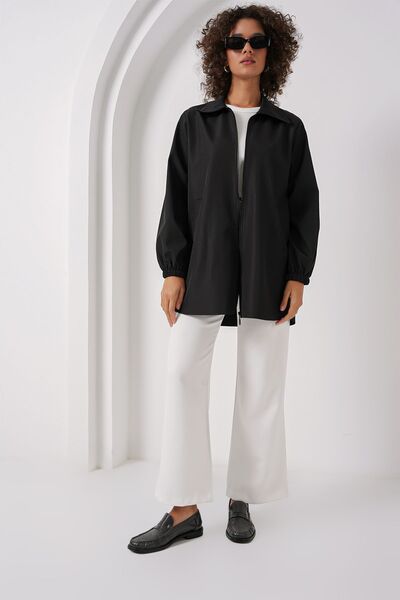 Hiccup Bdart Zippered Color Block Trench Coat