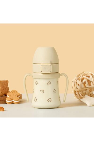 GROSMIMI Flip Top Spill Proof Sippy Cup, PPSU, BPA Free, 6 oz, Stage 2 Straw (Bear)