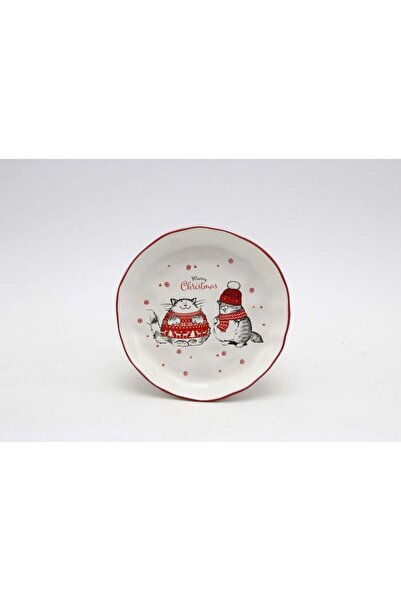 regency Round plate with Christmas pattern Two Regency kittens, White/Multicolor