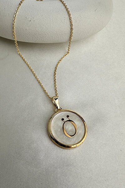 Modex Gold Yellow White Letter O Necklace (40+5cm Letter:2Cm)