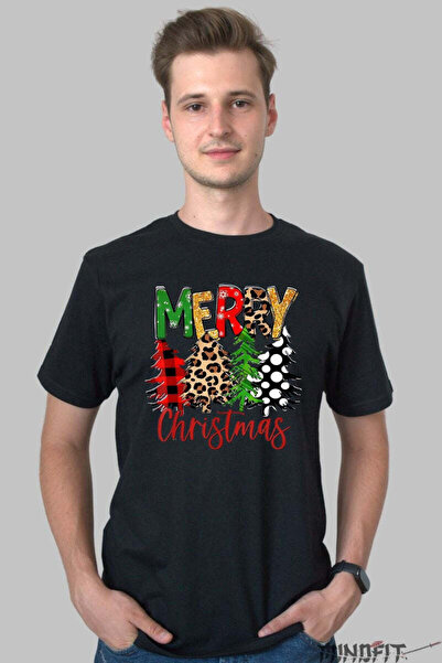 GILDAN Tricou De Craciun Merry Christmas Cu Brazi Colorati Barbat