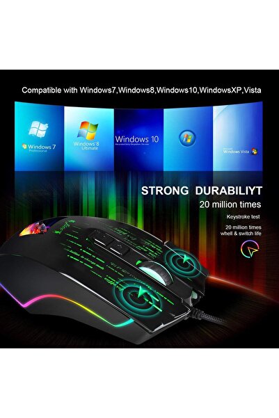 HXSJ J500 RGB Gaming Mouse with Display Screen, Wired USB Ergonomic Mouse