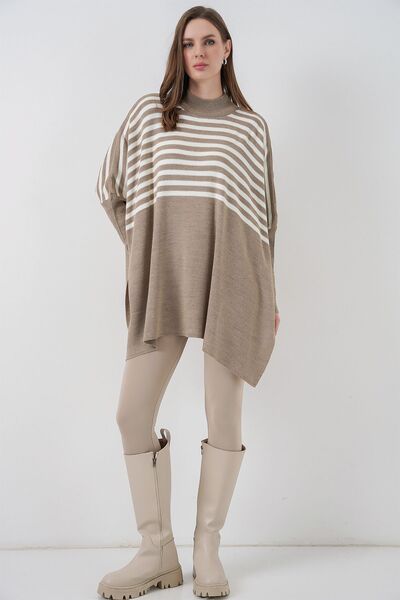 Hiccup Bdart Slit Detailed Mock Neck Knitwear Sweater