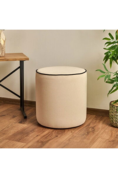 Just Home French Cottage Puf - Bej / Siyah - 39x39x41 cm