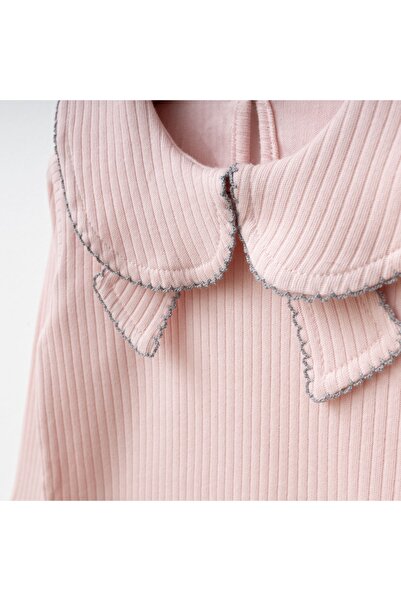 My Lusa baby wear Aybüke |   Baby Lapel Collar Corded Fabric Fabric Long Sleeve Top and Plaid Button Shorts Skirt Set - 2/3/4/5 Years Old