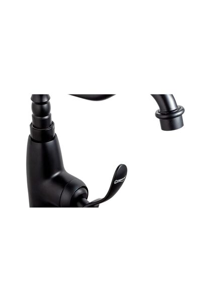 Trendy's Baterie lavoar, inaltime medie, negru mat cu broderie ceramica