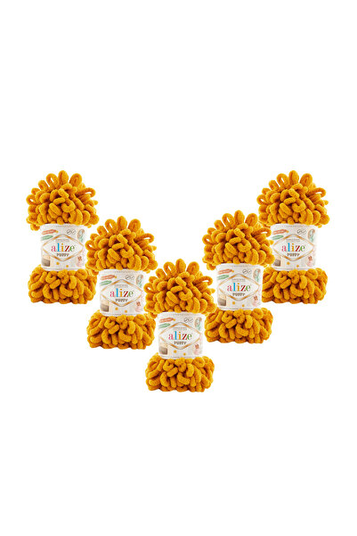 Alize Puffy Hand Knitting Yarn 5 Pack - 14 - 100 Gr. 9 Meters. Finger Knitting Yarn