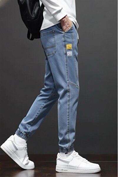 Oksit Reax Joss Men's Jean Pants with Elastic Waist and Leg Drawstring Jogger Cut