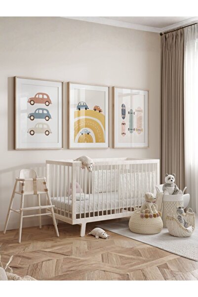 fuart.co Arabalar ve Kaykaylar 3lü Dijital Baskı Poster (Çerçevesiz)