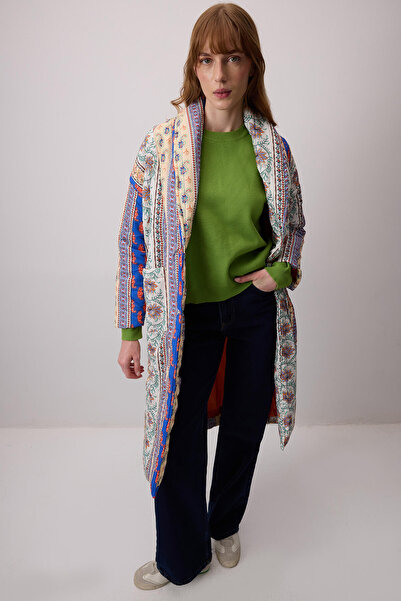 Touché Privé ΜΑΚΡΥ ΠΑΛΤΟ ΜΕ ΕΘΝΙΚΟ ΣΧΕΔΙΟ ΚΑΠΙΤΟΝΕ ΜΕ ΣΑΛΙΟΥ ΣΧΕΔΙΟ