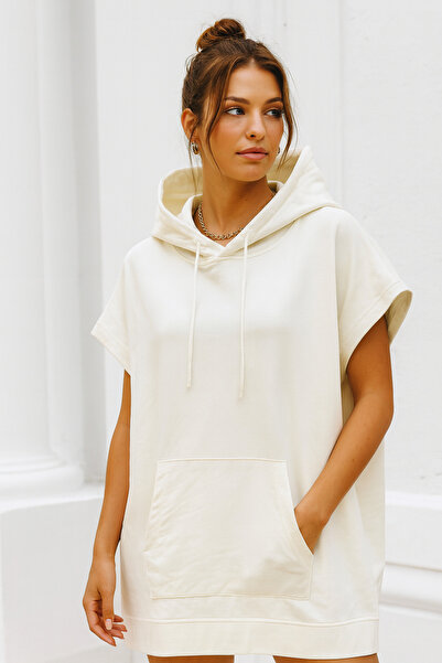 Rich Women's Kangaroo Pocket Oversized Long Sweatshirt Dress