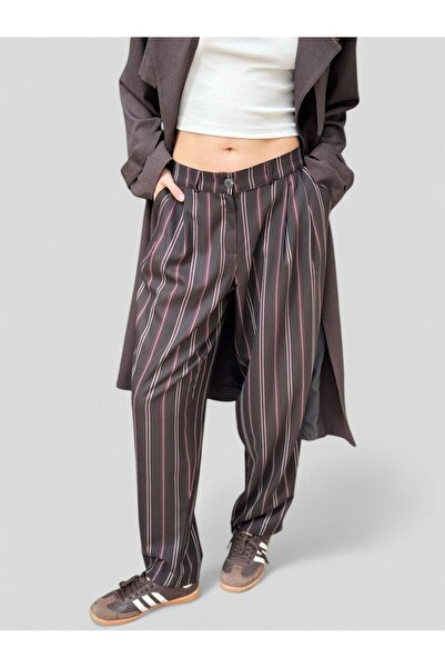 Retrobird Design Athena Vintage Stripe Relax Pants Women Dark Brown