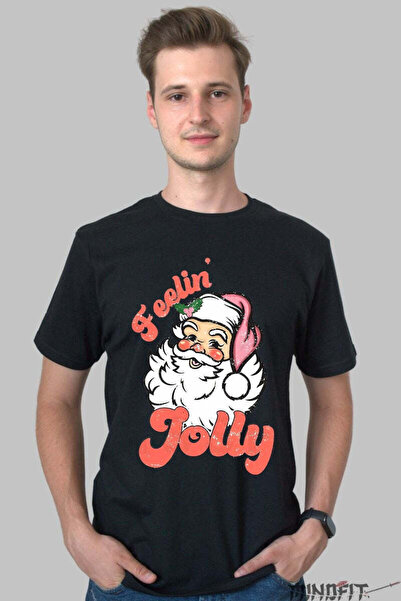 GILDAN Feelin Jolly Christmas T-Shirt With Santa Claus For Men